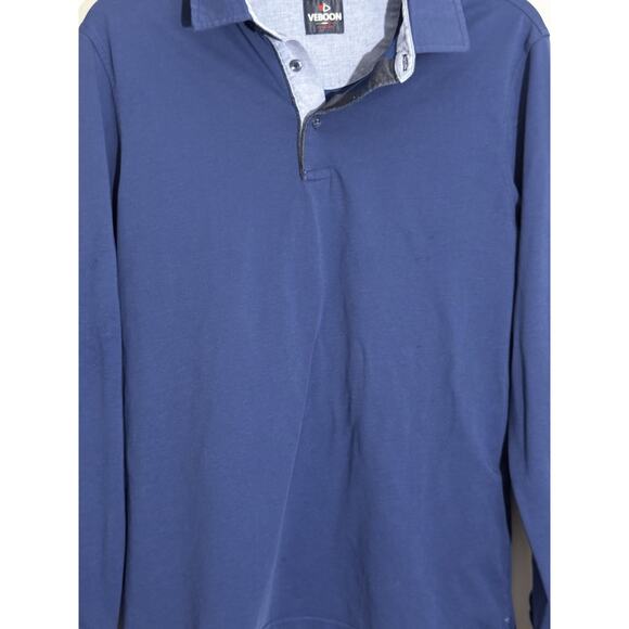 Veboon Polo Shirt Sz S Blue Long Sleeves Stretch Casual Gorpcore Comfort - Picture 2 of 12